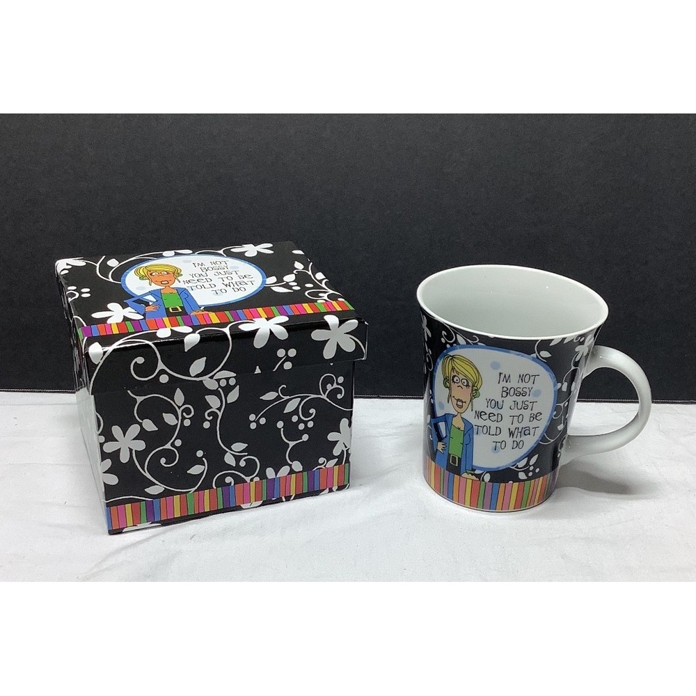 NEW Nicole Brayden Cheeky Chic Ceramic Coffee Mug "I'm Not Bossy"